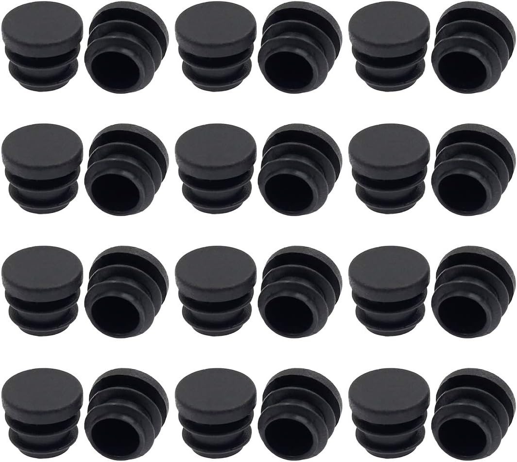 24PCS 16mm 5/8 Inch Round Plastic Plug, Round Black Plastic End Cap, Pipe Tub...