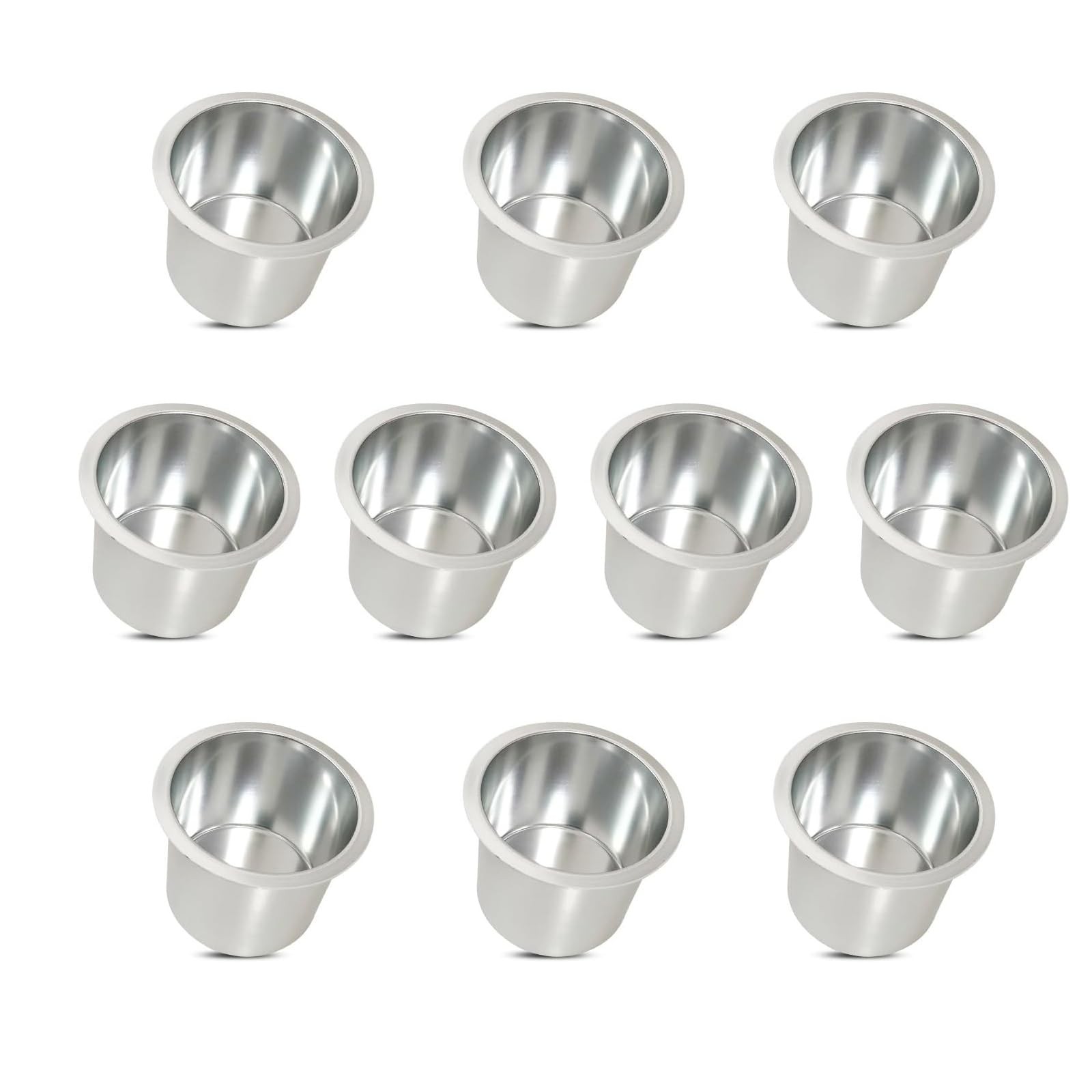Yuanhe Aluminum Jumbo Cup Holder - 10 Pack Silver Poker Table Cup Holder Inse...