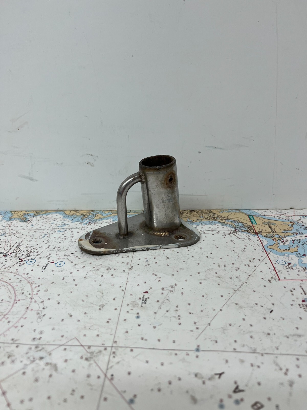 Stainless Steel Triangular Stanchion Base 13 Degrees, Accepts 1" Pipe
