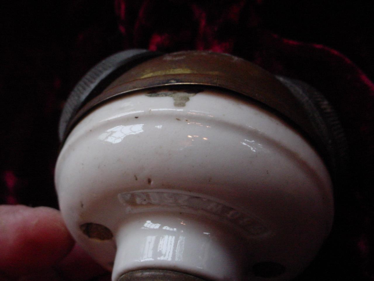 1908 Benjamin porcelain and brass double bulb socket adapter