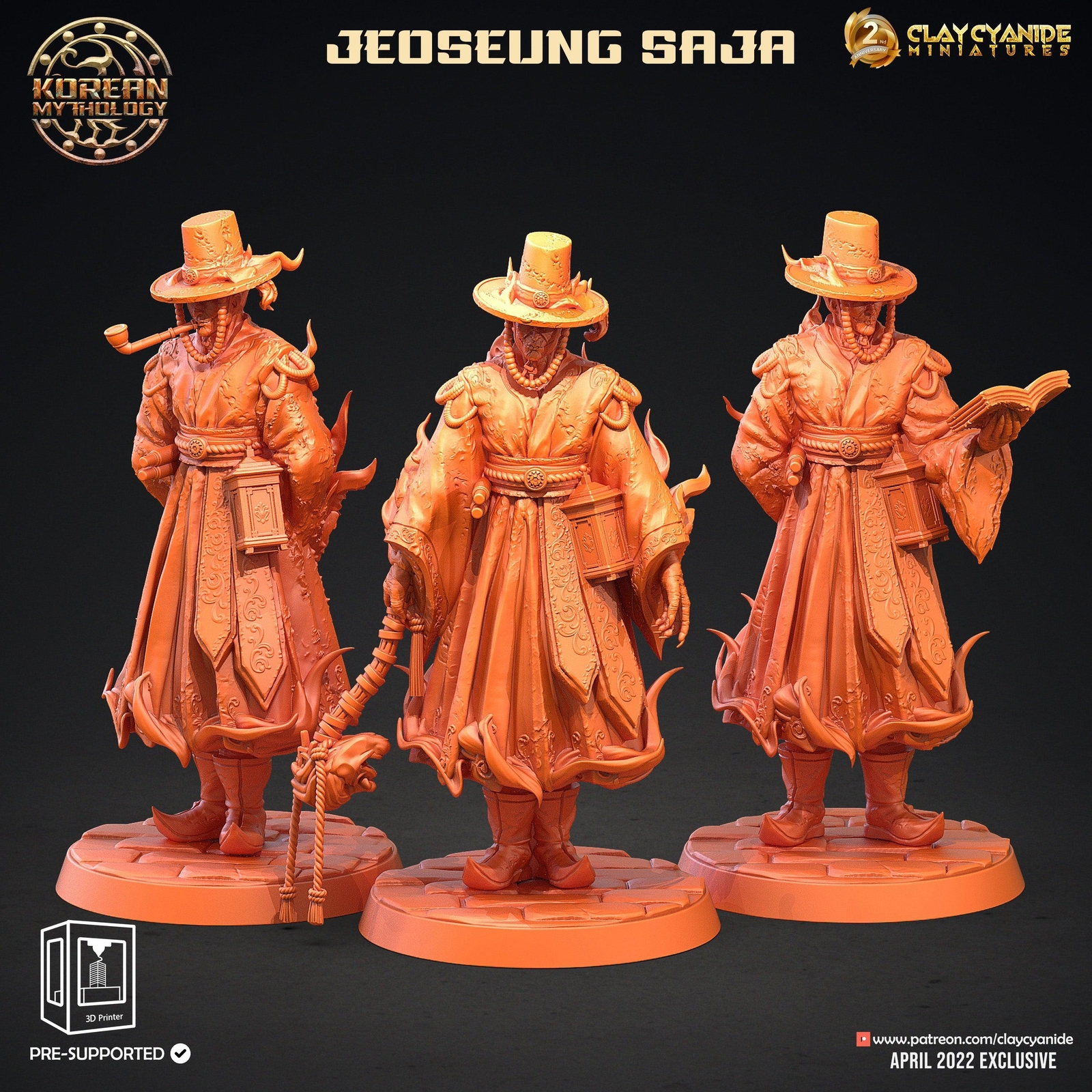 3D Printed Clay Cyanide Jeoseung Saja Set Korean Mythology Ragnarok D&D
