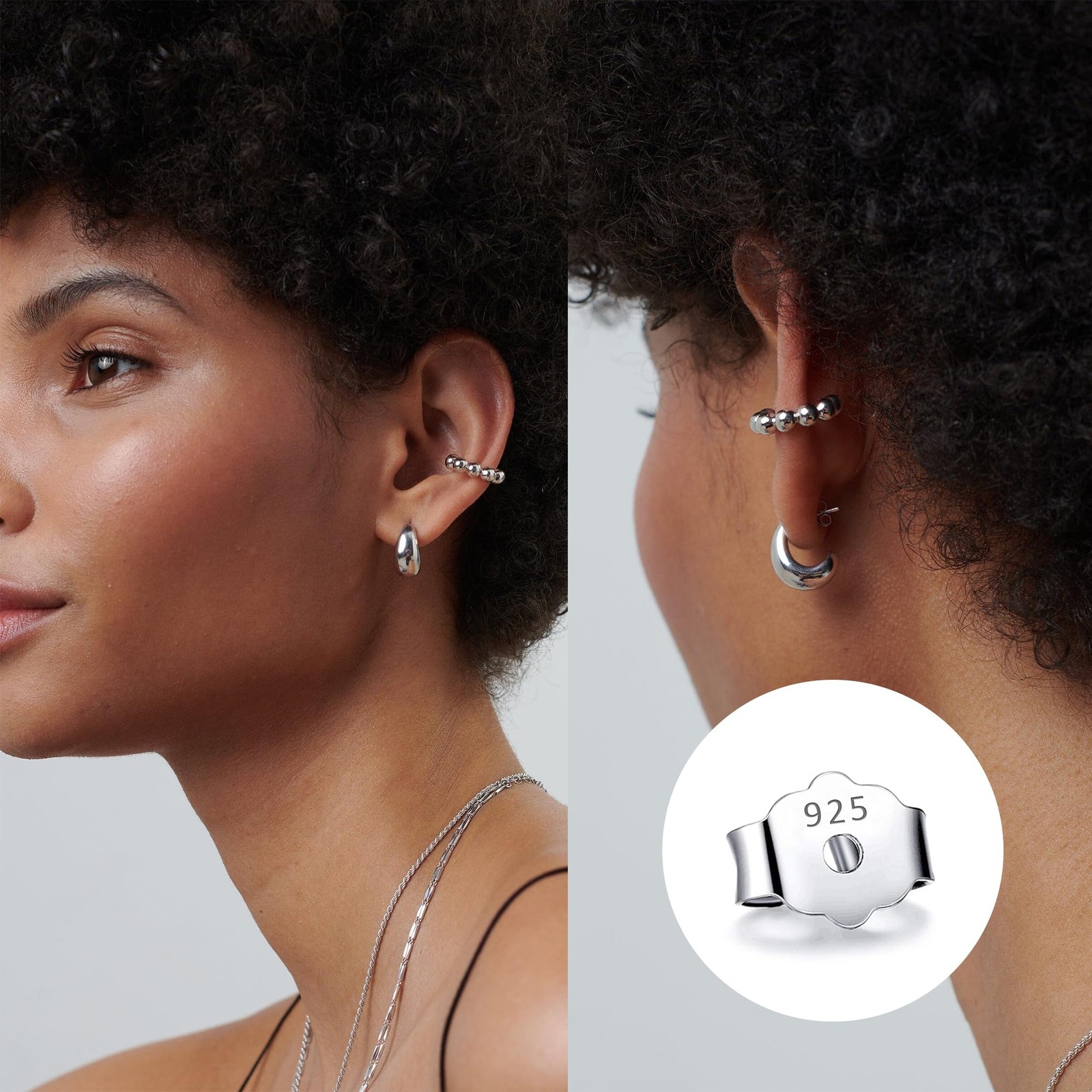 4Pairs 925 Sterling Silver Earrings Backs Replacements for Studs, Secure Earring