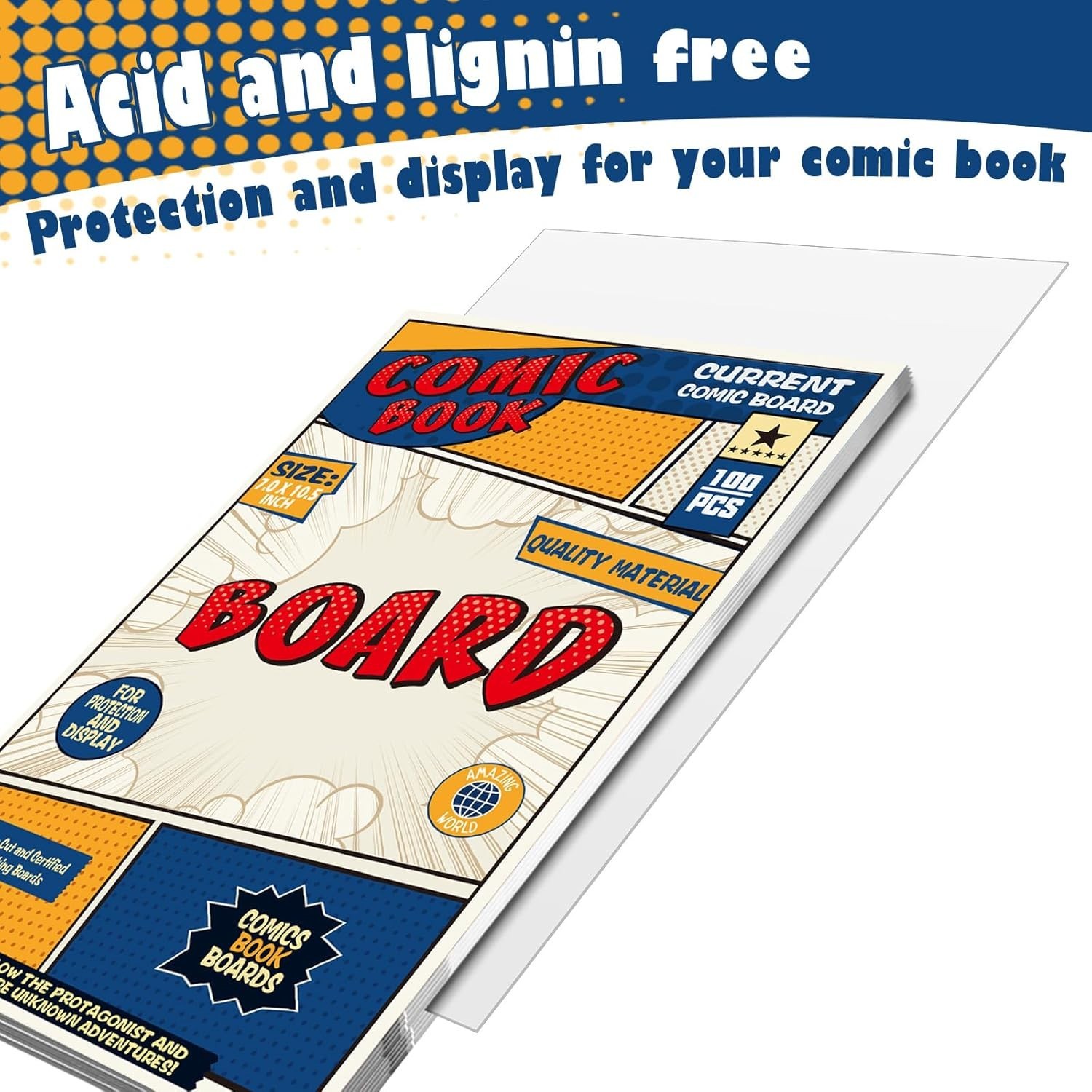 100 Comic Book Boards, Current Size Comic Boards Thick and Durable Regular Co...