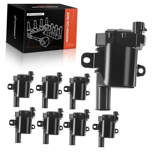 Set of 8 Ignition Coil Pack (Round Type Coil) Compatible with Chevy GMC  Black