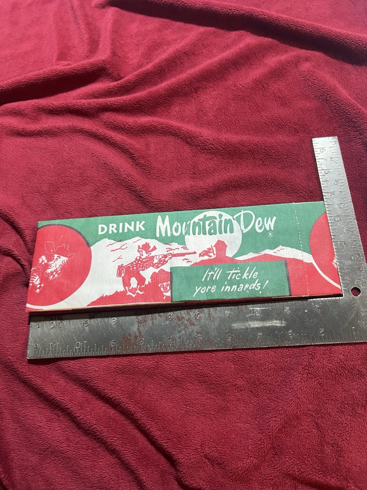 Vintage 1972 Hillbilly Mountain Dew Adjustable Soda Jerk Hat.