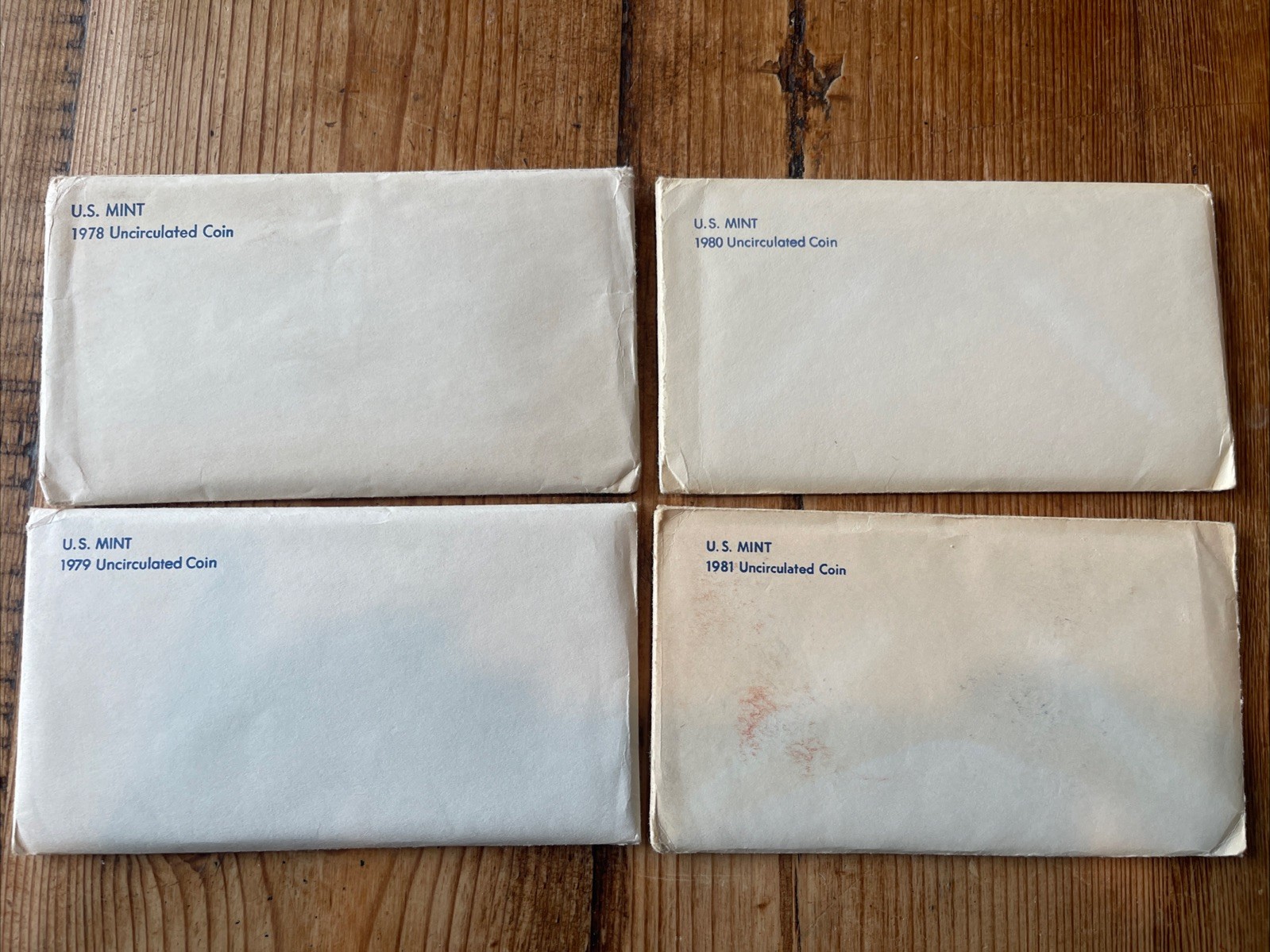 1978, 79, 80, 81 Uncirculated Coin Set U.S Mint Original