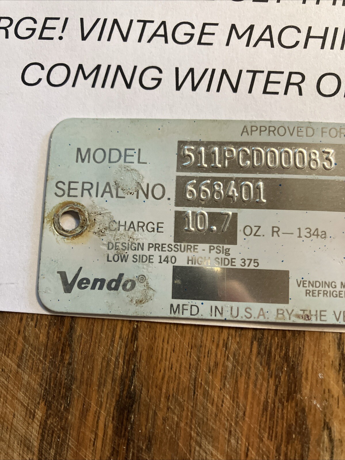 Good Used Coin Return Button For Model 511 Vendo Vending Machine. Free Shipping!
