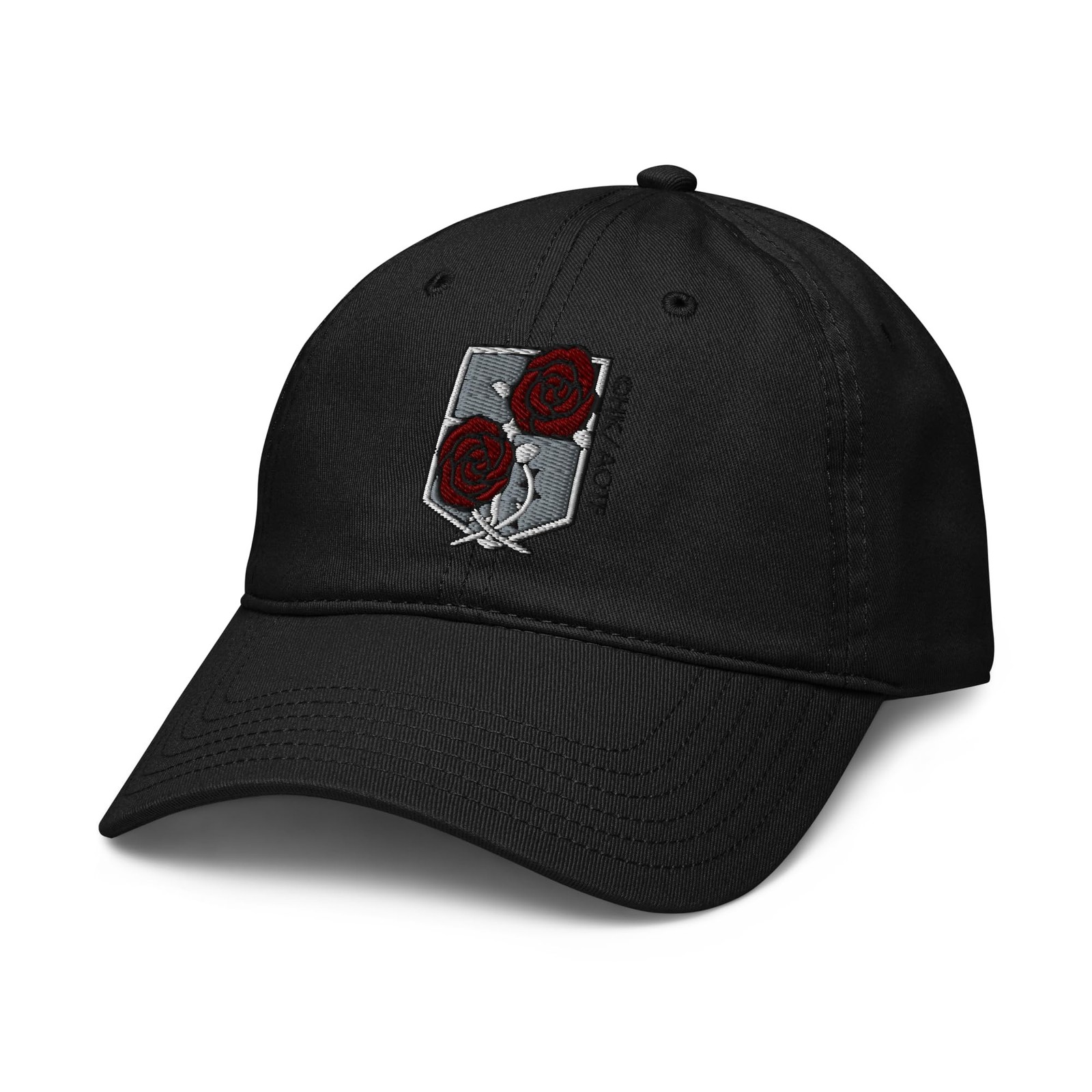 Anime Embroidered Garrison Rose Shield Adjustable Baseball Hat One Size Black