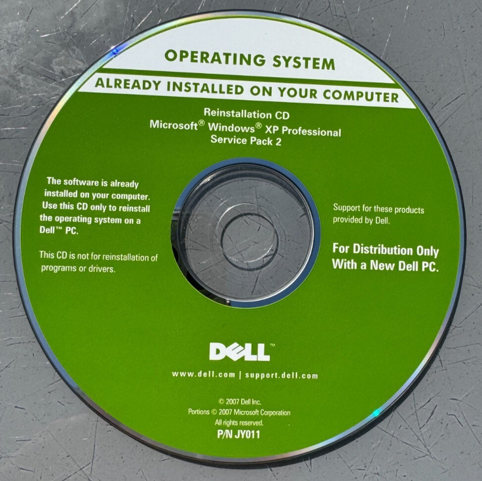 Dell Windows XP Professional SP2 Operating System Reinstallation CD-ROM (2007)