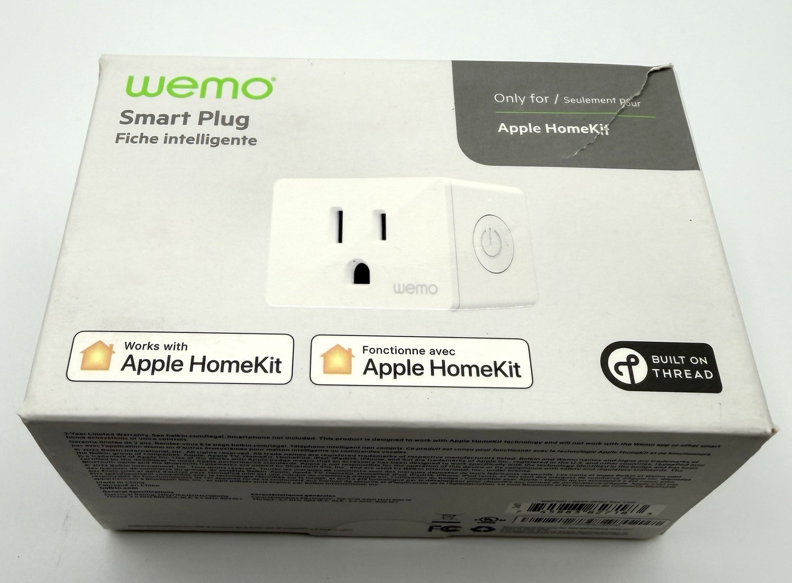 WeMo Smart Plug White Thread Bluetooth Apple HomeKit Easy Setup WSP100