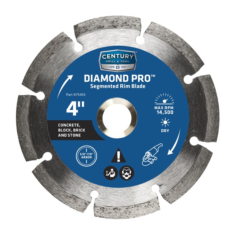Century Drill & Tool 75453 Segmented Rim Diamond Circular Saw Blade 4 Dia. in.