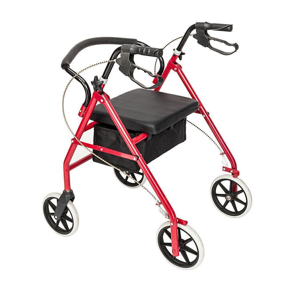 Aluminum Rolling Walker For Seniors Rollator Walker With Seat, 8 Inch Wheels