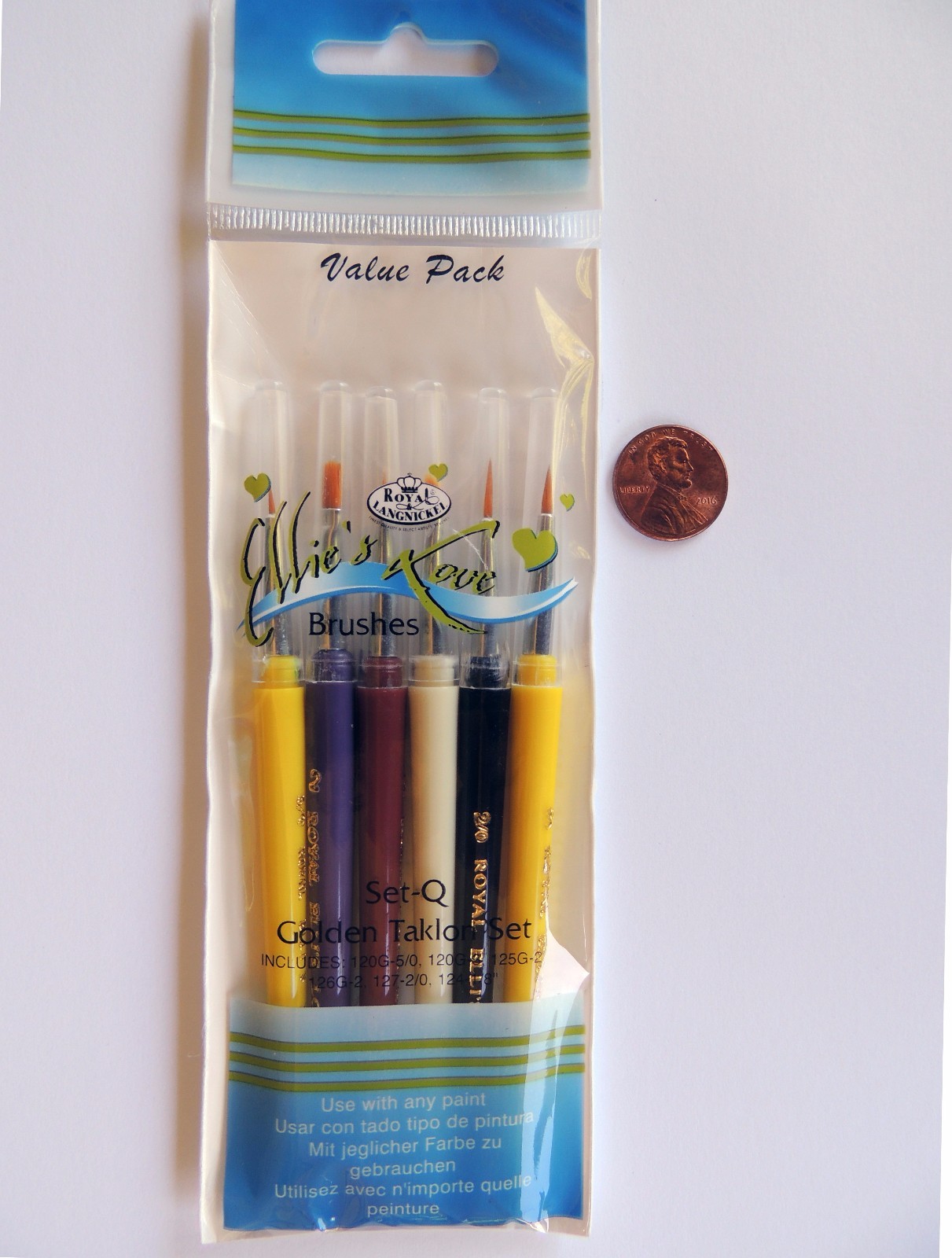 RSET-Q Royal Ellies Love Mini Short Handle Brush Set - Golden Taklon Artist