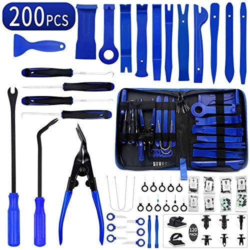 Wetado Trim Removal Tool Kit, 200Pcs Autotrim Removal Set, Plastic Pan