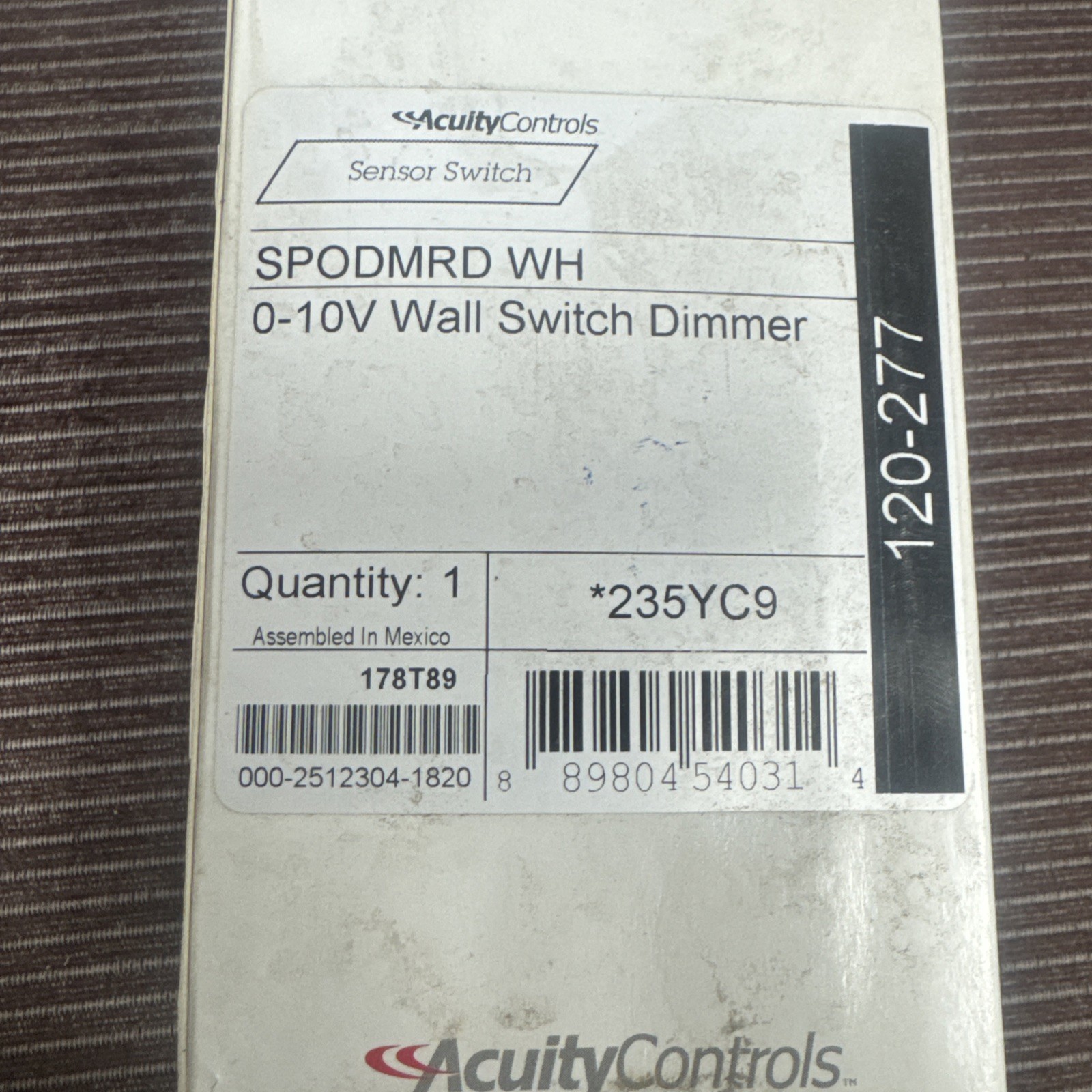 ACUITY WALL SWITCH DIMMER # SPODMRD WH DIMMER 0-10 VOLTS