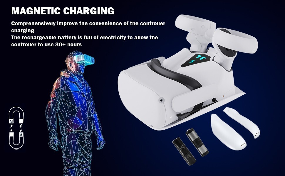 Charging Dock for Oculus Quest Controller Mount with 2 Rechargeable Batteries