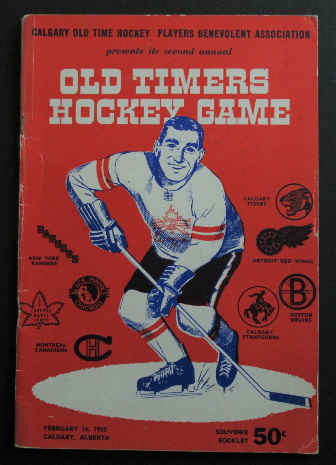 1955 Galgary Old Timers Hockey Program, Neil Colville, Red Dutton, Snuffy Smith