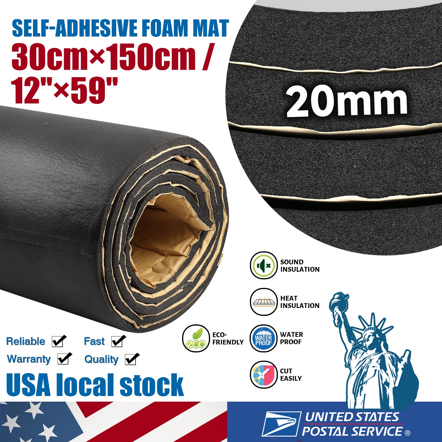 20MM Black Foam Sheet Self Adhesive Rubber Padding Neoprene Sponge Rubber Mat