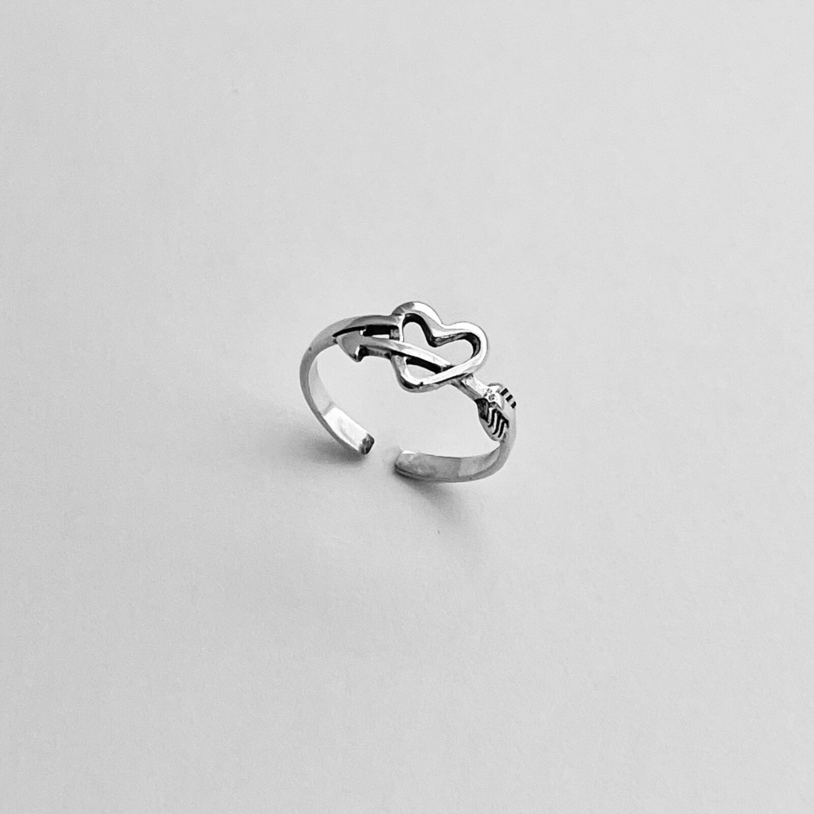 Sterling Silver Heart With Arrow Toe Ring, Silver Rings, Heart Ring