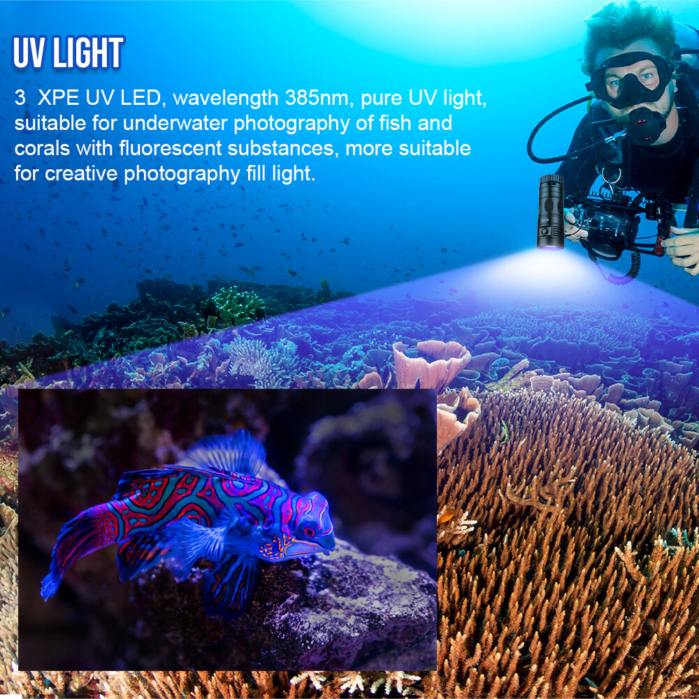 TustFire DF90 Kit 15000Lumen Brightest LED Diving Light Waterproof Flashlight