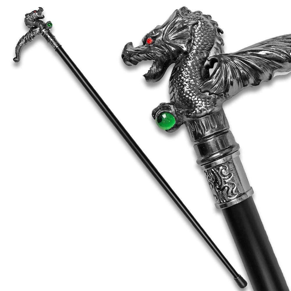 Breath of the Dragon Walking Cane Steel Shaft 37 In Mobility Stick Rubber Foot