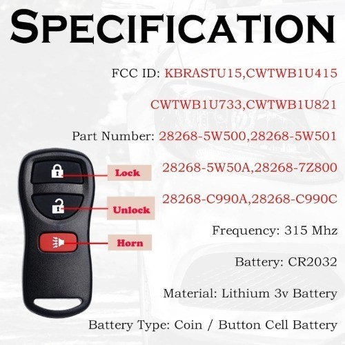 Keyless Entry Remote Control Key Fob Replacement Fits for Xterra Titan Armada Fr