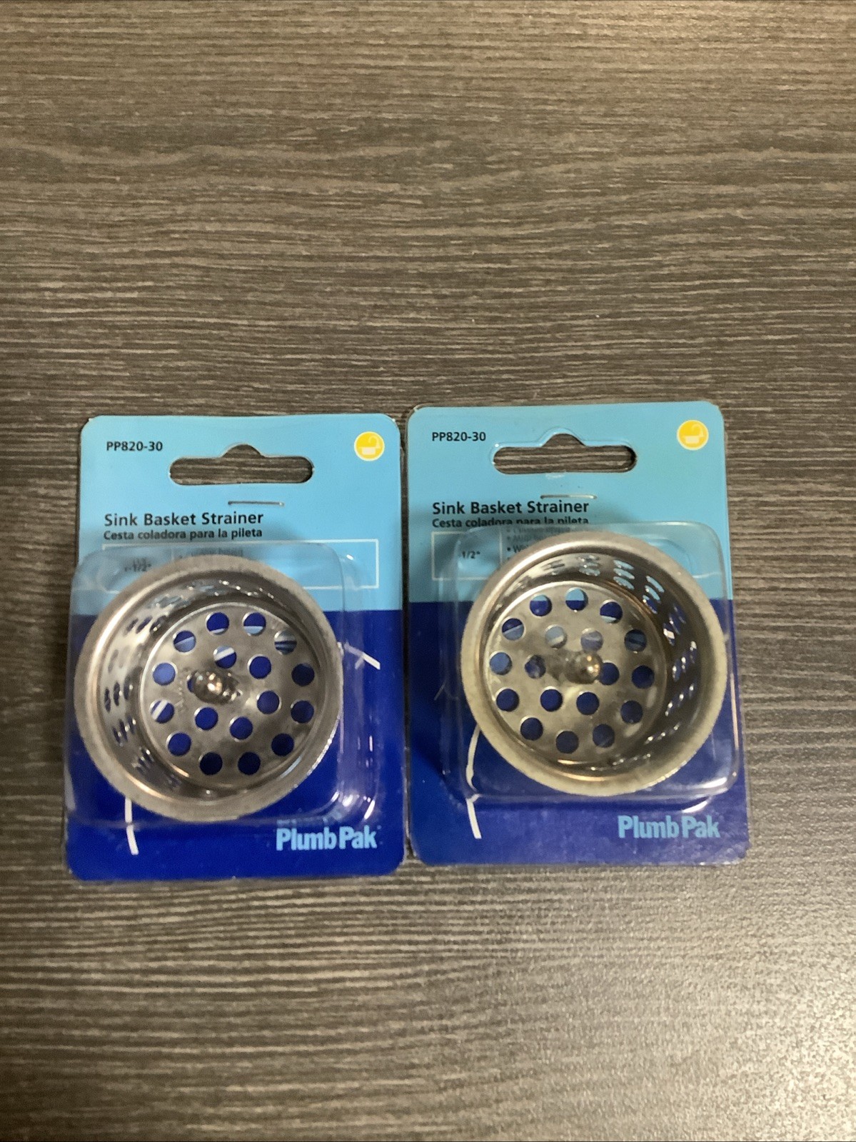 PLUMB PAK PP820-30 SINK BASKET STRAINER 1-1/2" WITH POST CHROME PLATED (2) NOS