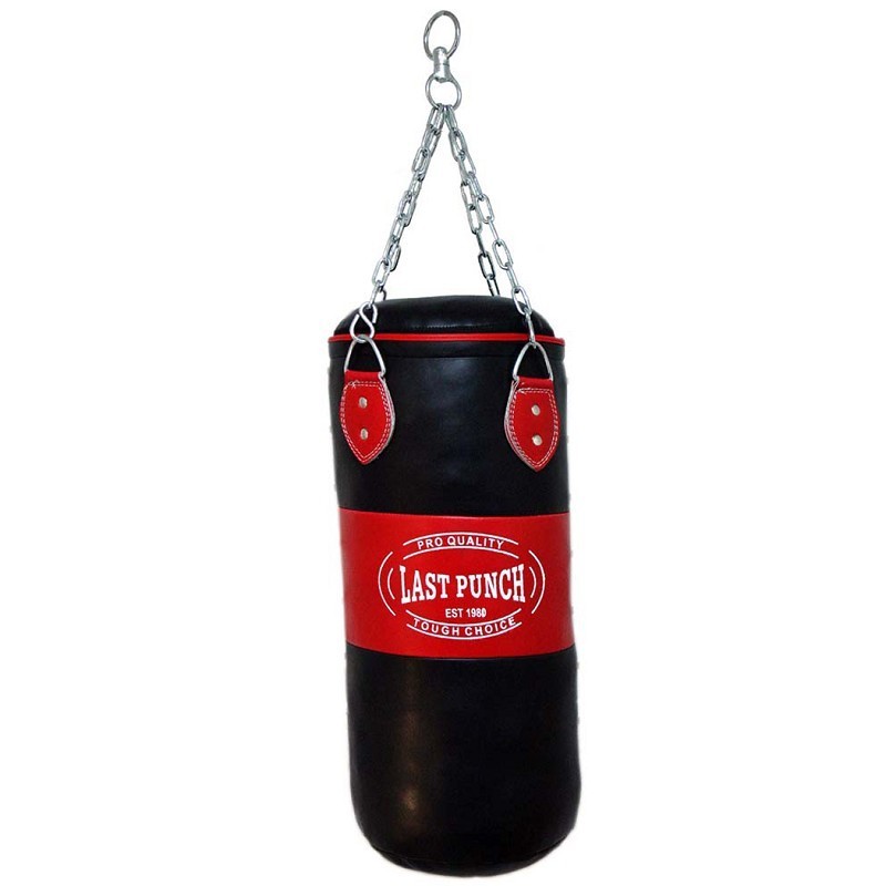 Heavy Duty Red & Black Filled Punching Bag - Medium With Chains