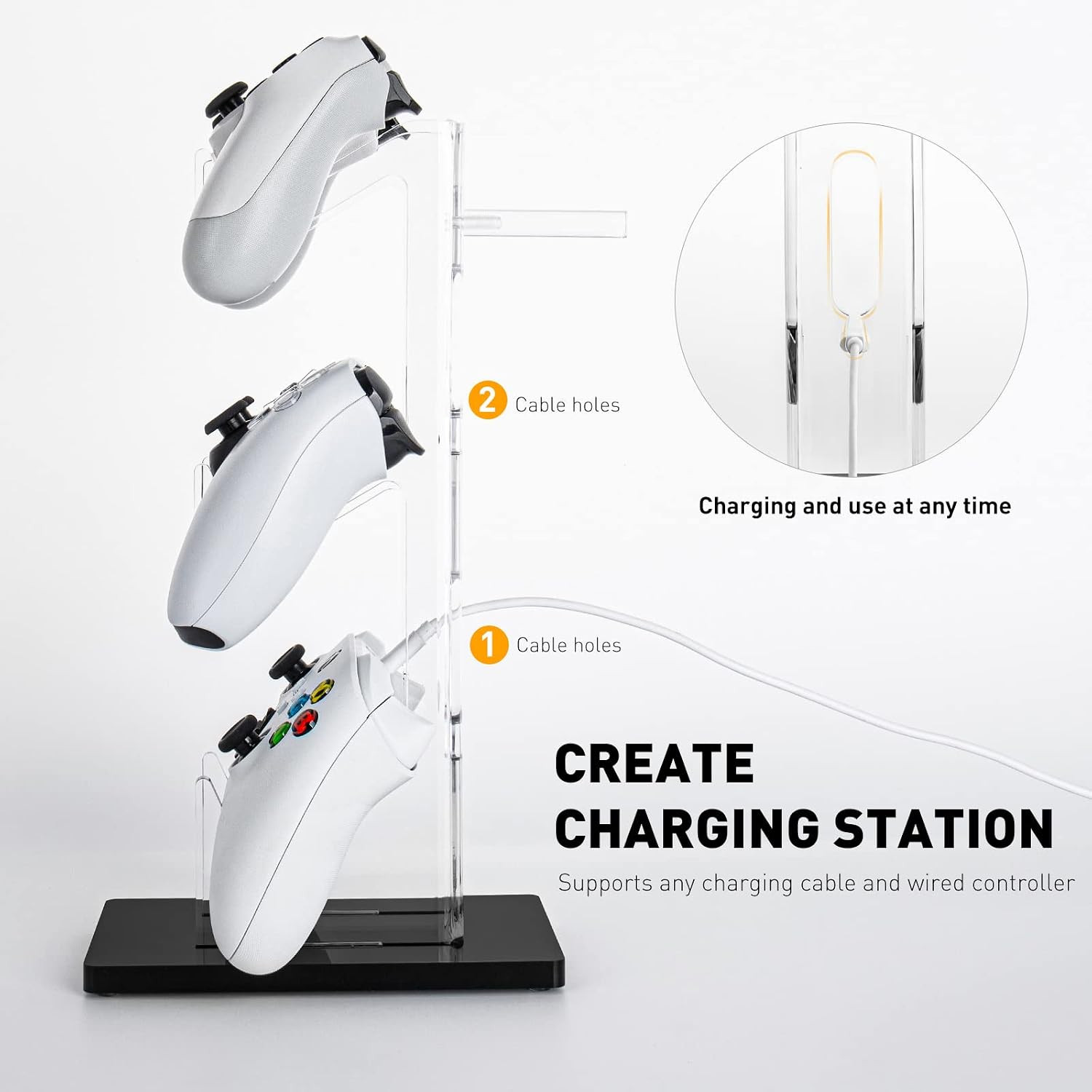 Controller Stand Headset Stand, 3 Tier Acrylic Gaming Controller Holder