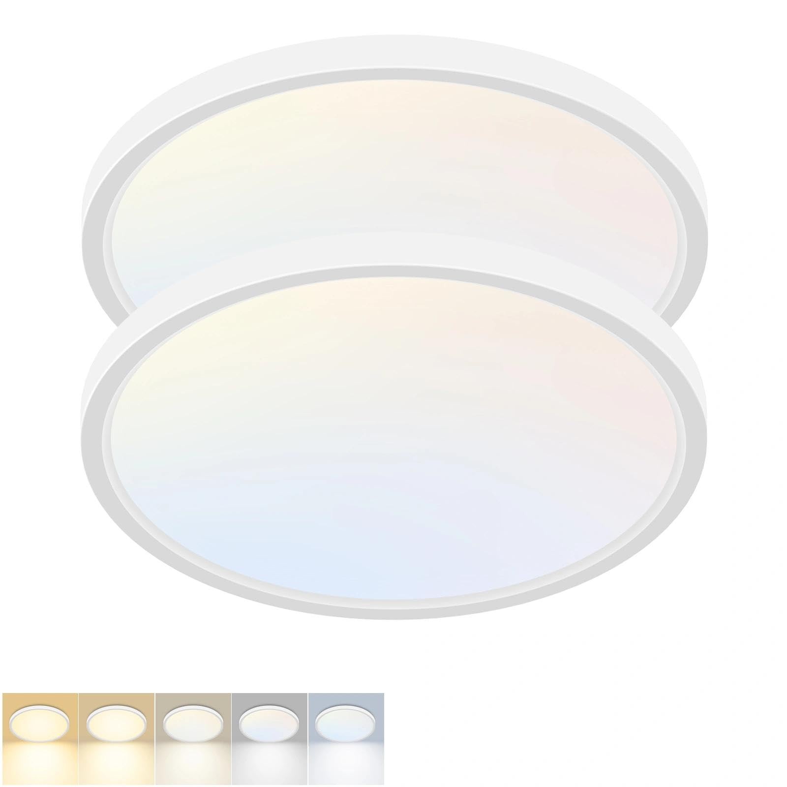 2 Pack Flush Mount Ceiling Light,7Inch 15W,3000K/3500K/4000K/5000K/6500K 5 Co...