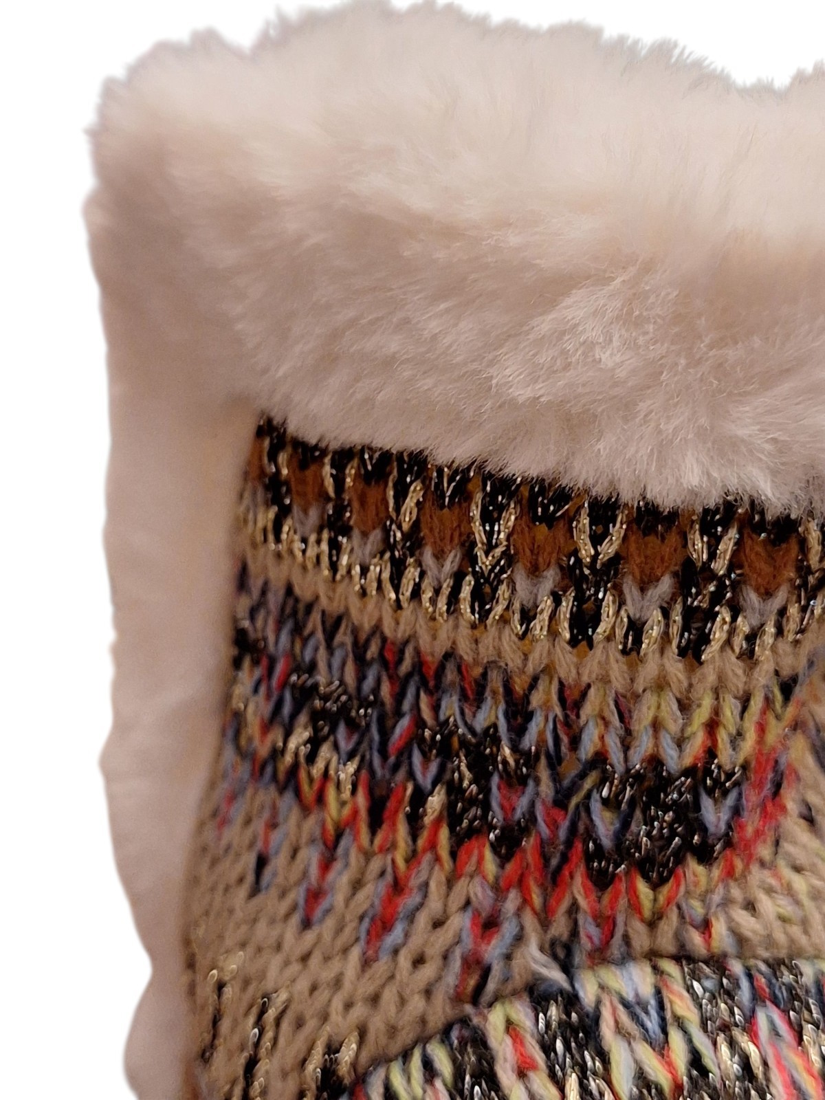 St John's Bay Booties Fur Lined Multicolored Woven Rubber Bottom MED NEW
