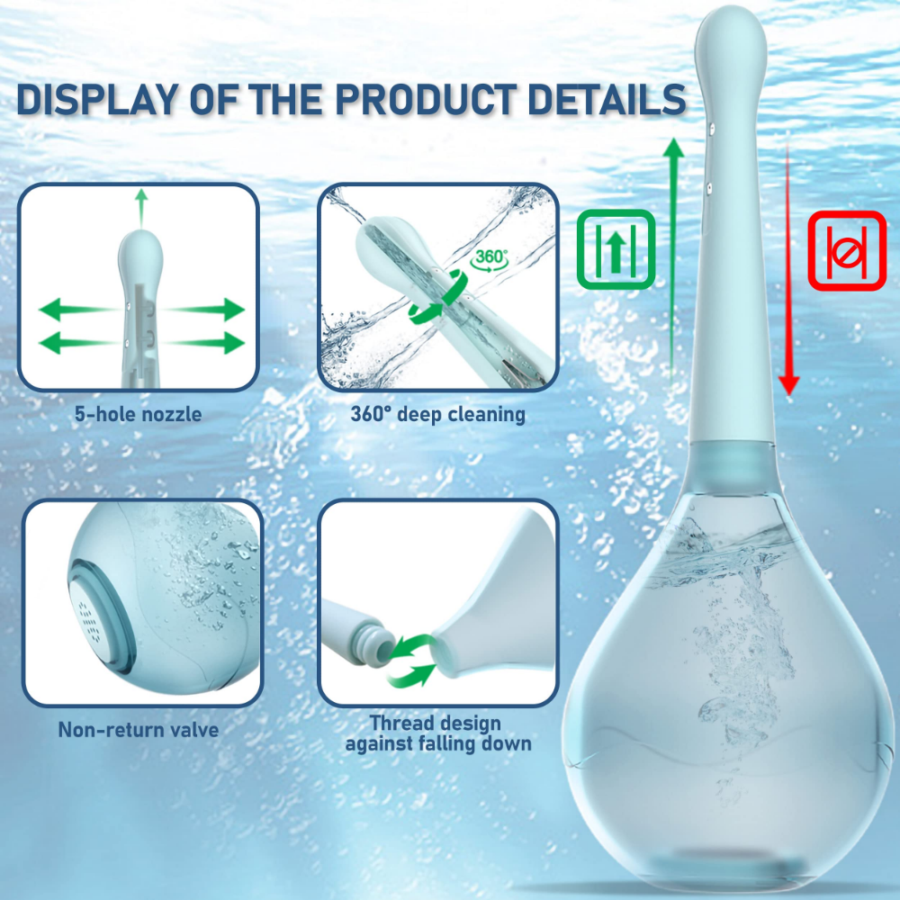 2024 Updated Anal Vaginal Bulb Douche with Back-Flow Prevention Enema Cleaner