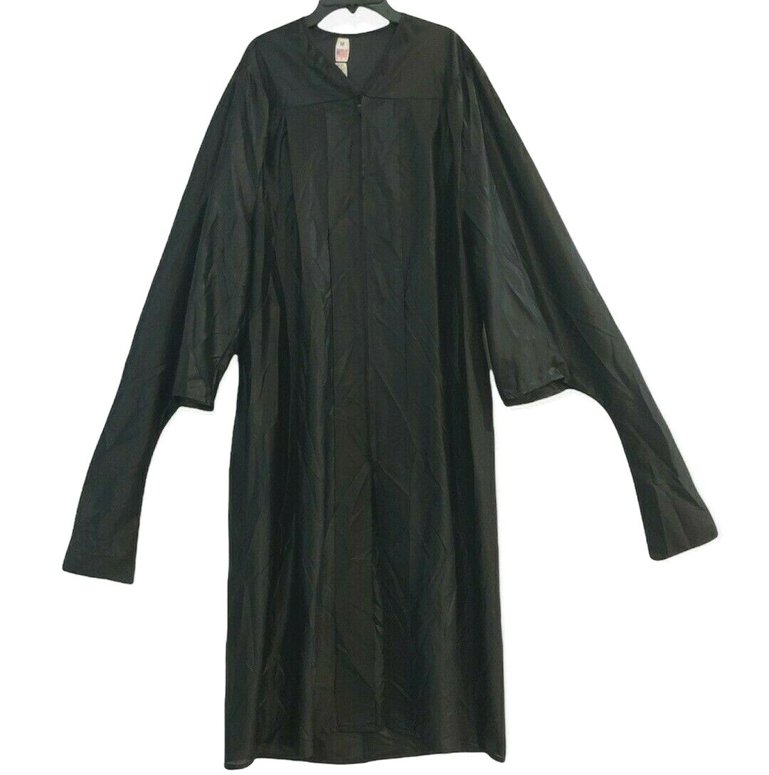 5'7" - 5'9"  Masters Graduation Gown Robe Black Shiny