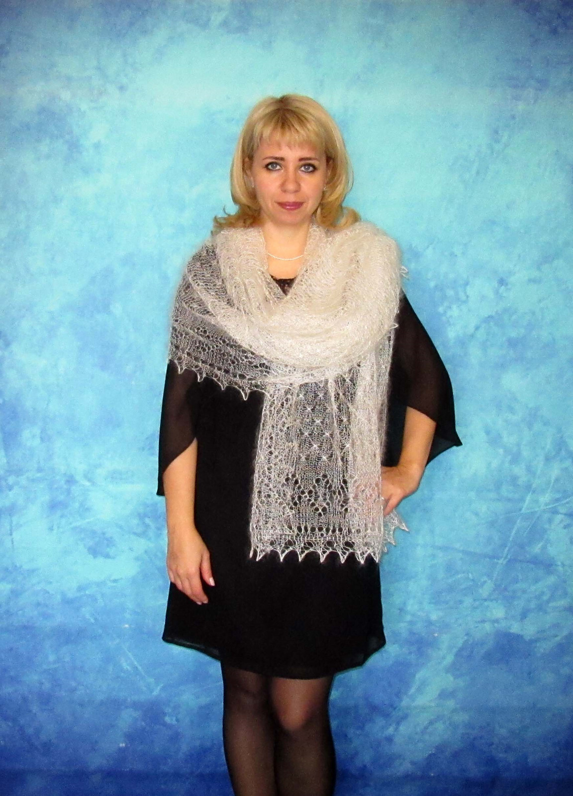 Knitted Goat Down Scarf Orenburg Shawl Rope Scarf Stole Made To