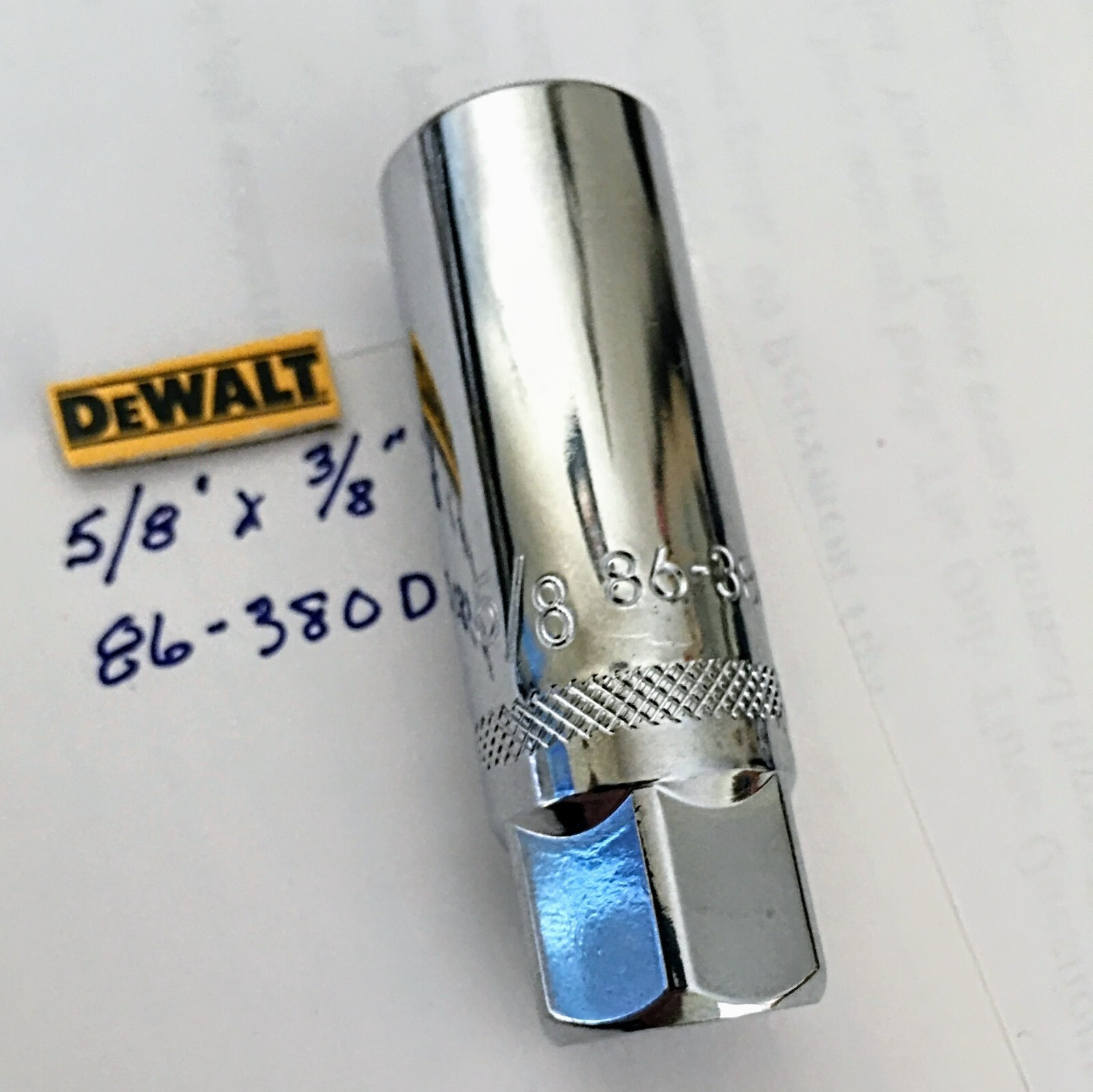 DeWalt 5/8" x 3/8" Dr Deep Polished Chrome Spark Plug Socket 86-380D  6Pt