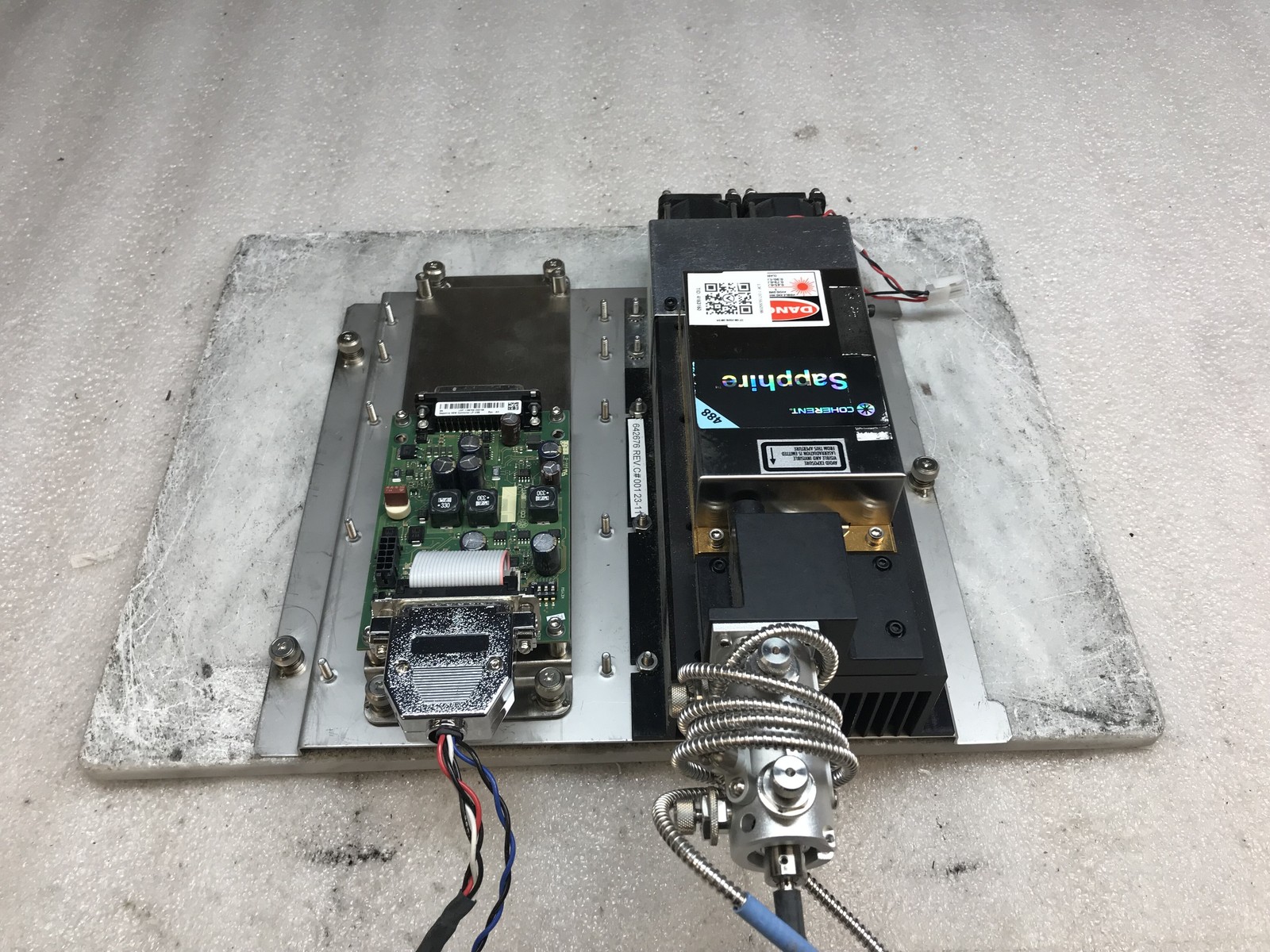 Coherent Sapphire 488-20 1137155 9.4k Hours w/ Fiber Cable & Controller Board