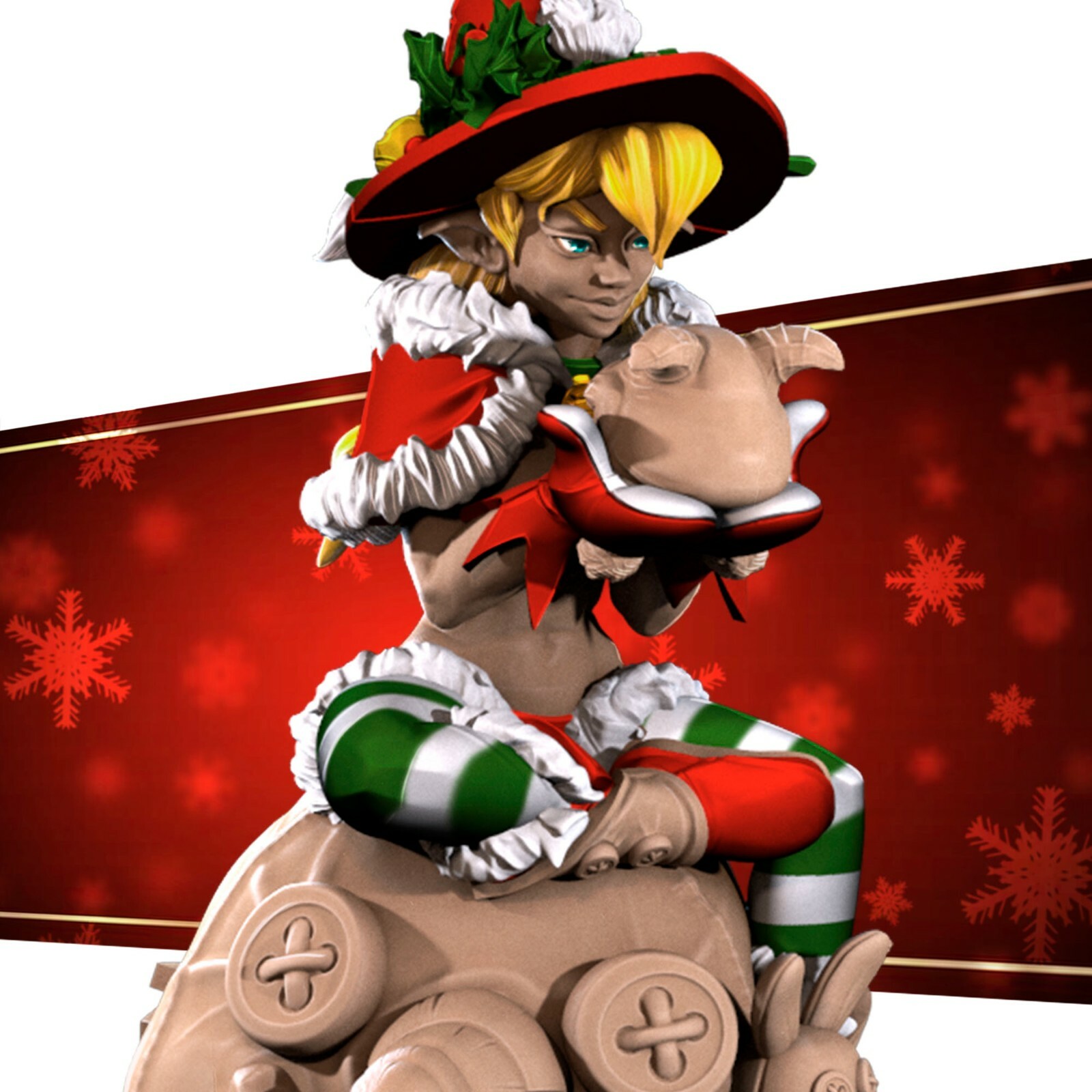 Jingle Christmas Elf - Stockings Pinup - Bite the Bullet - Fantasy D&D Miniature