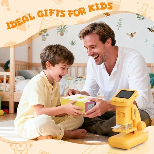 1200X Microscope for Kids, 2 in 1 Handheld & Desktop Digital Microscope with...