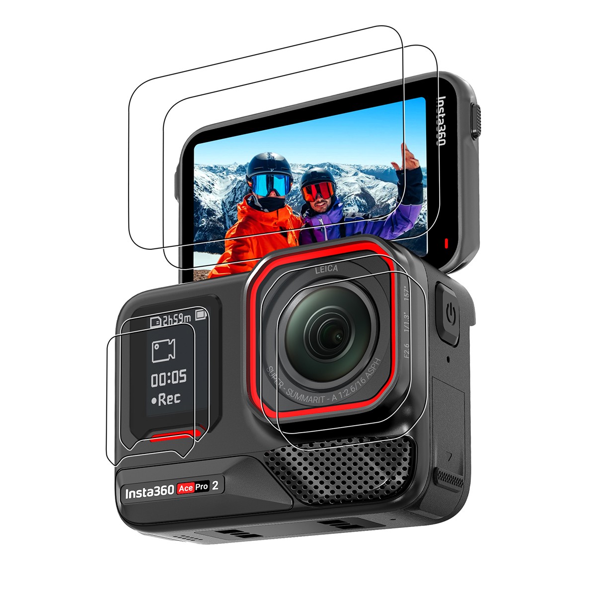 Camera Lens Screen LCD Display Protector Tempered Film Set for Insta360 Ace Pro2