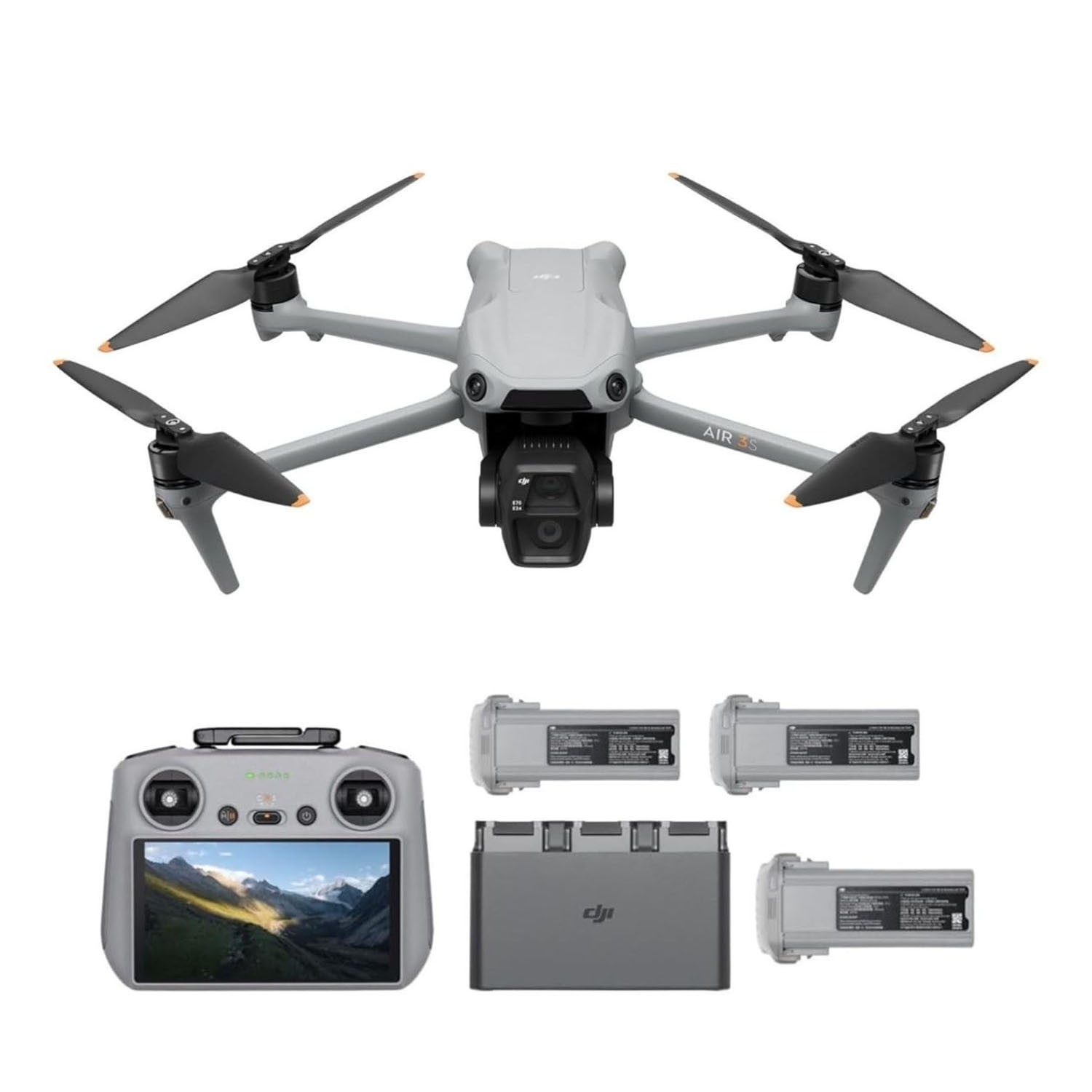 DJl Air 3S Fly More Combo Drone(DJl RC 2)4K,1"CMOS Wide-Angle/Medium Tele Camera