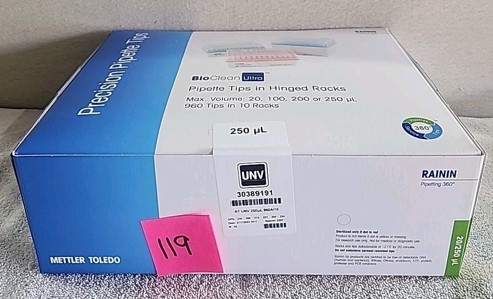 Mettler Toledo Rainin 30389191 Precision 250uL Pipette Tips RT-UNV-A 960/10
