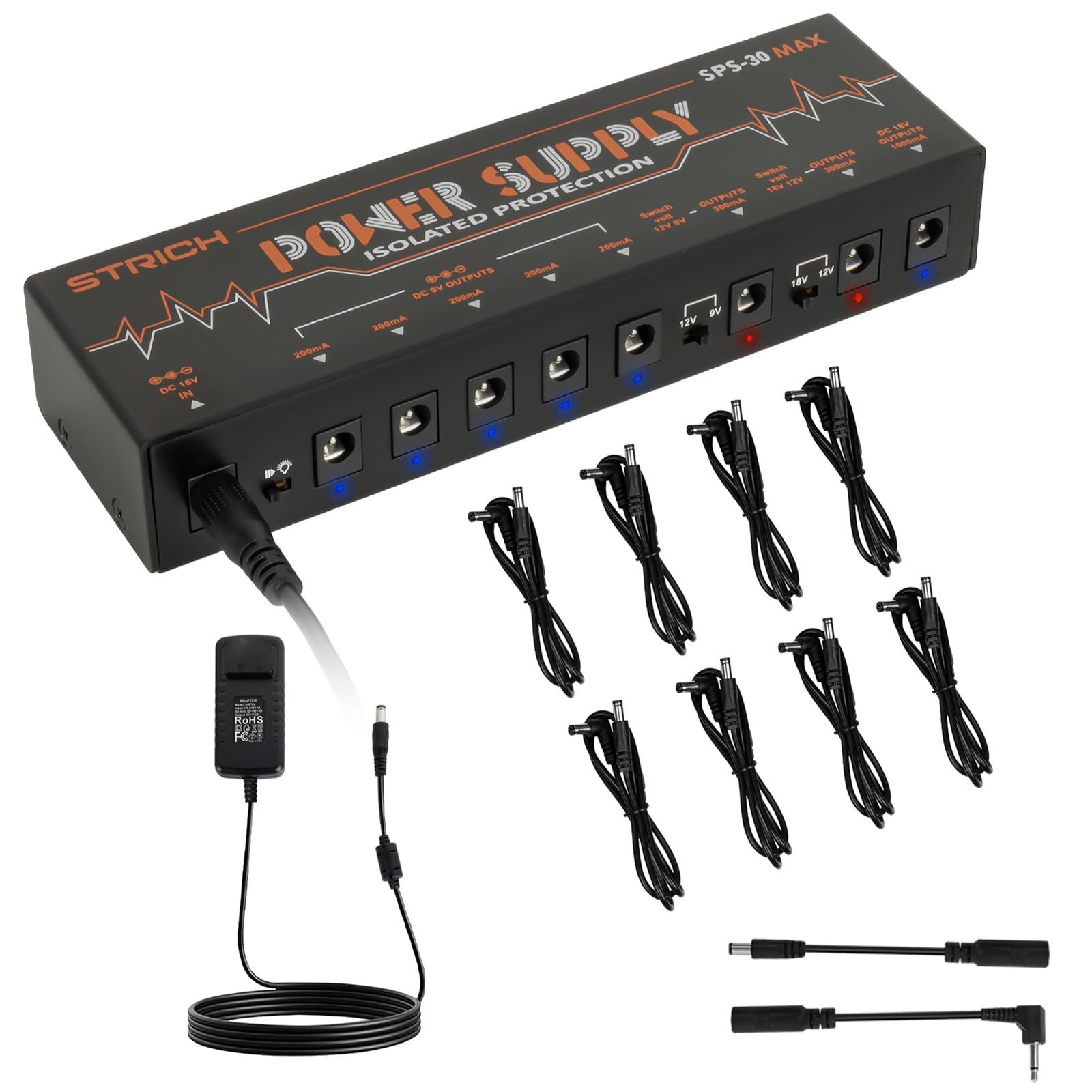Guitar Pedal High Power Supply, Pedalboard Power Supply with 8 Totally Indepe...