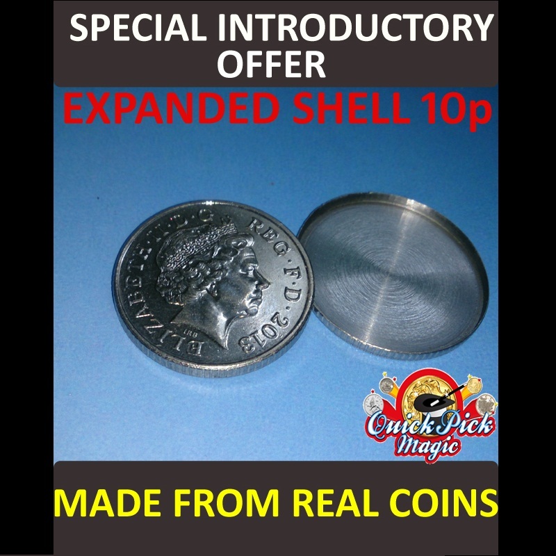 10P EXPANDED SHELL COIN / MADE FROM REAL COINS! CLOSE UP MAGIC TRICK!