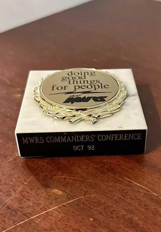 USAF United States Air Force MWRS Commanders Conference Marble Paperweight 1992