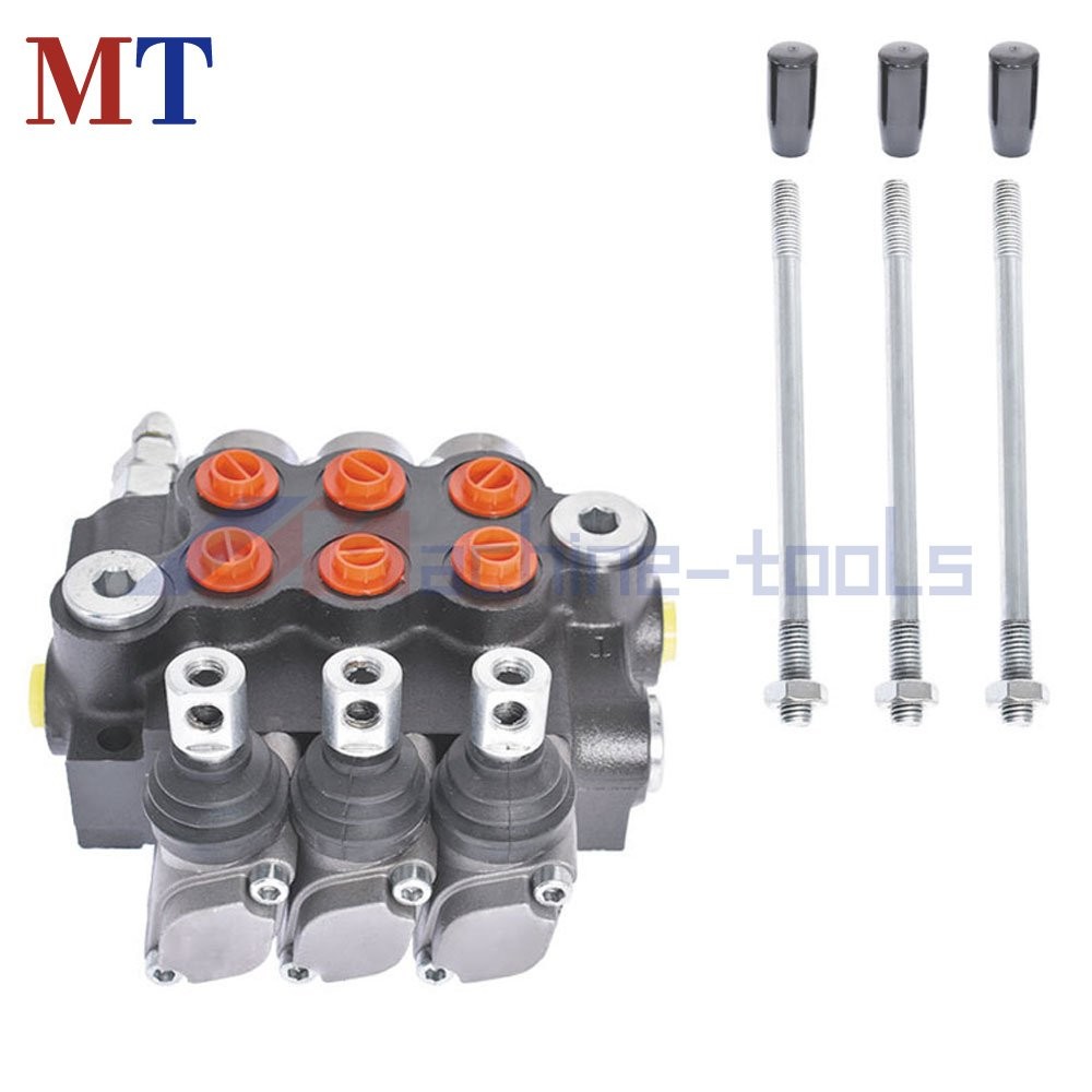 11 GPM Double Acting Adjustable 3-Spool Hydraulic Directional Control Valve