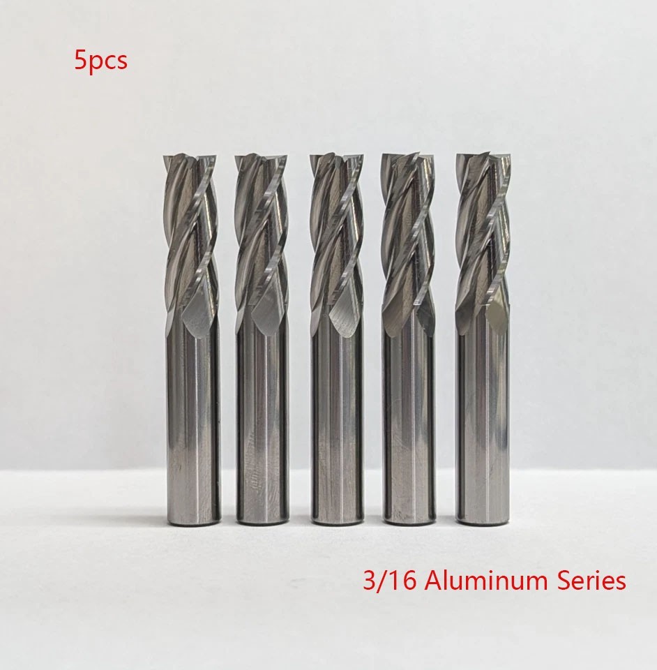 5 Pack 3/16" Solid Carbide End Mills – 4 Flute Center Cutting CNC USA