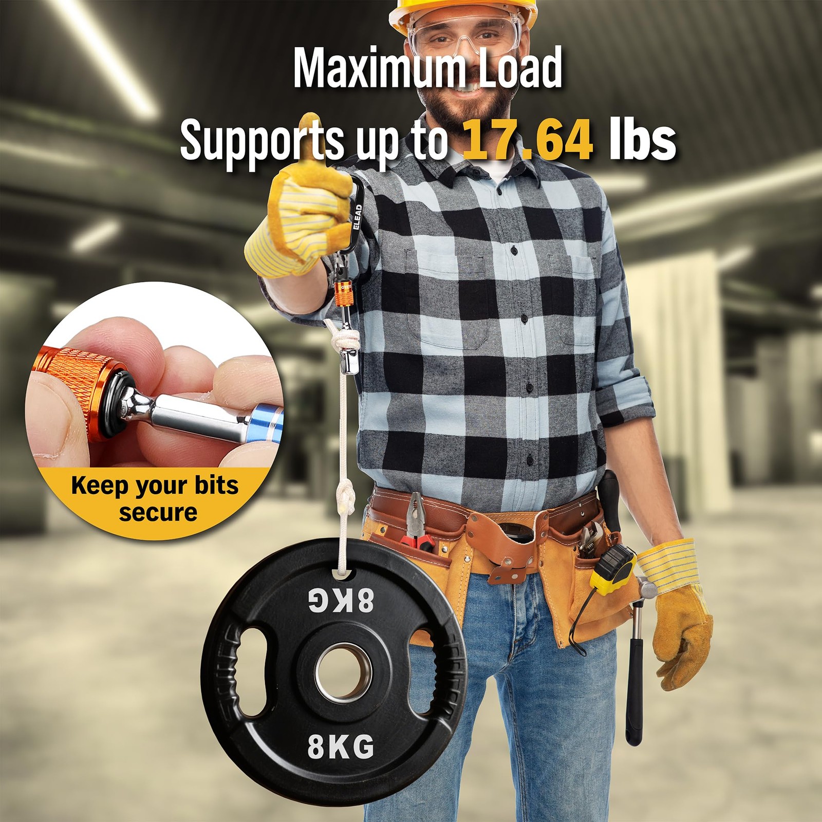 6-Piece Hex Shank Bit Holder Set with Quick Release Keychain Carabiner