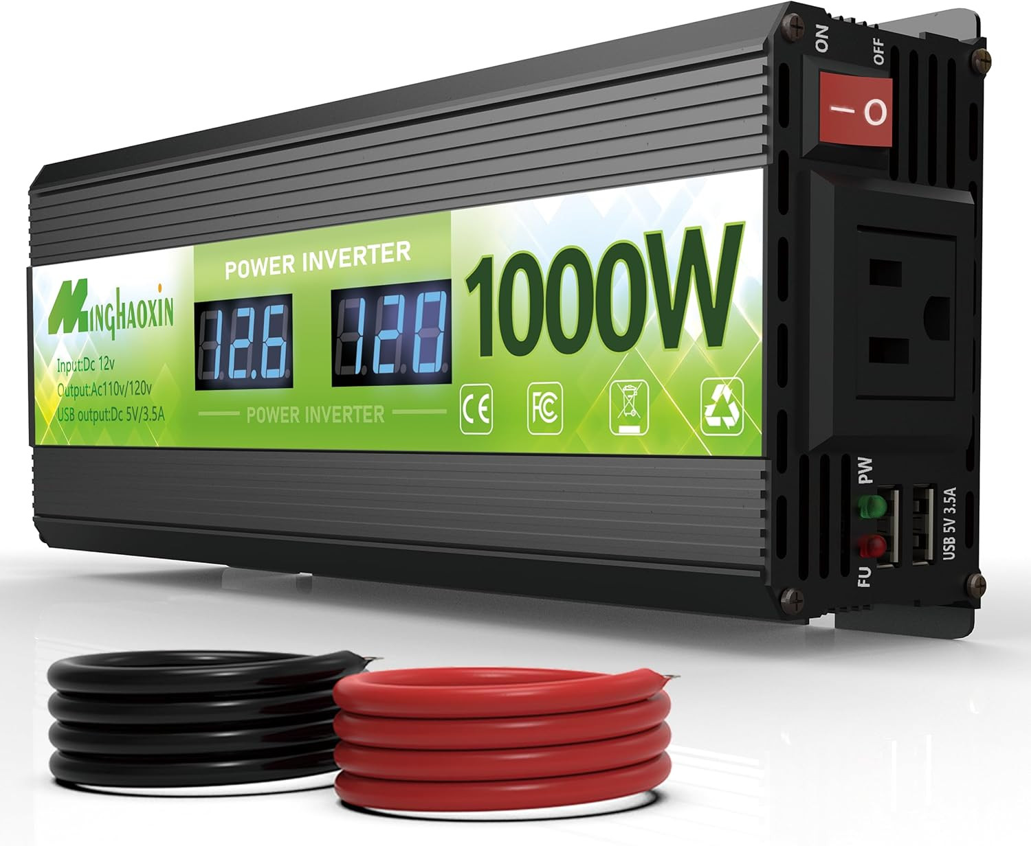 1000W Power Inverter 12V DC to AC, USB, Cooling Fan, for Car RV Home Camping