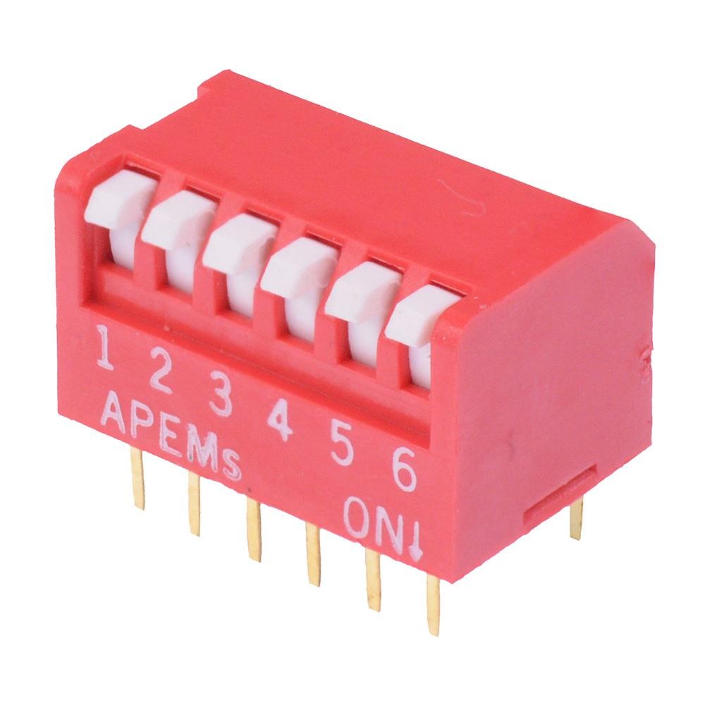 NDP06T APEM 6-Way Piano DIP Switch 2.54mm SPST