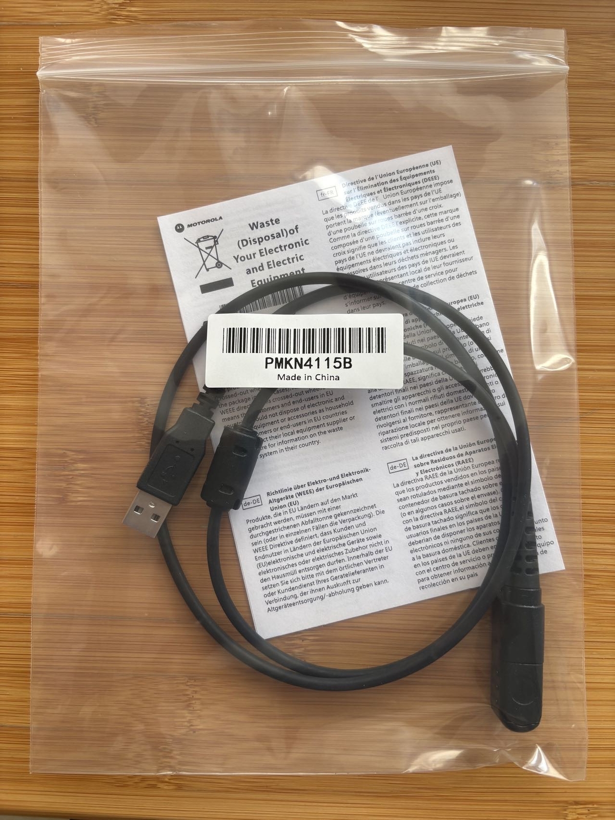 Motorola USB Programming Cable MOTOTRBO XPR3300 3500 PMKN4115B DP2400 DP2600